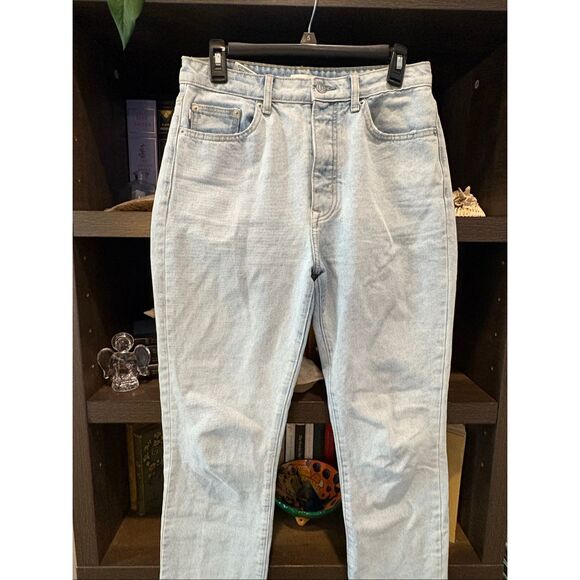 Lovers + Friends Reece High‑Rise Slim Straight Palms Jeans Light Wash Denim 28 - Picture 6 of 13